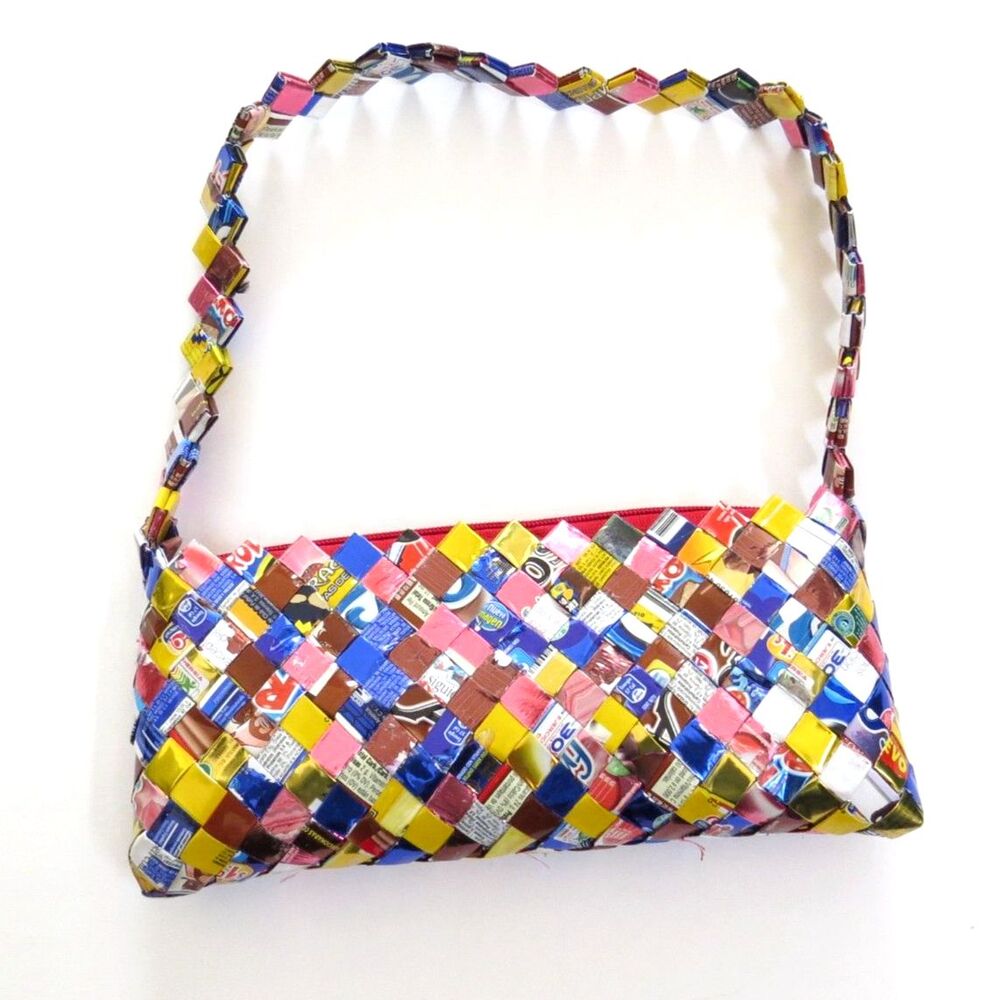 Recycled/Upcycled Candy Wrapper Purse Y2K Pop Art EUC